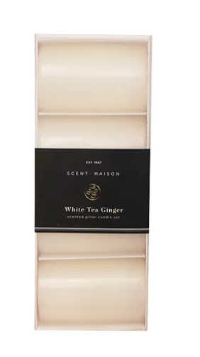 Set 4 Pillar Candle White Tea and Ginger