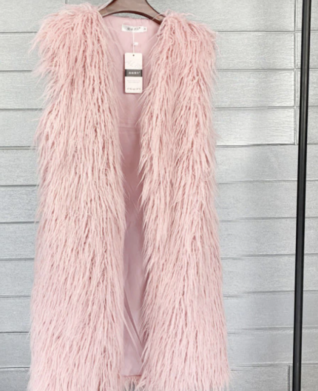 Mongolian Faux Fur Long Pink