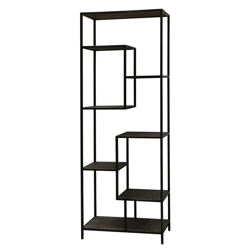 Offset Bookcase - Steel & Oak