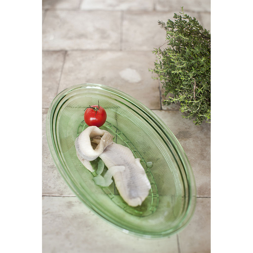 Oval Flat Dish - Transparent Green