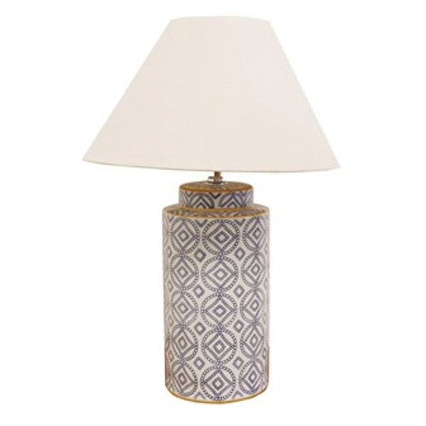 Ceramic Cylinder Lamp Base - Blue & White